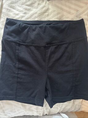 Pink Rose Black Athletic Stretch Waist Shorts